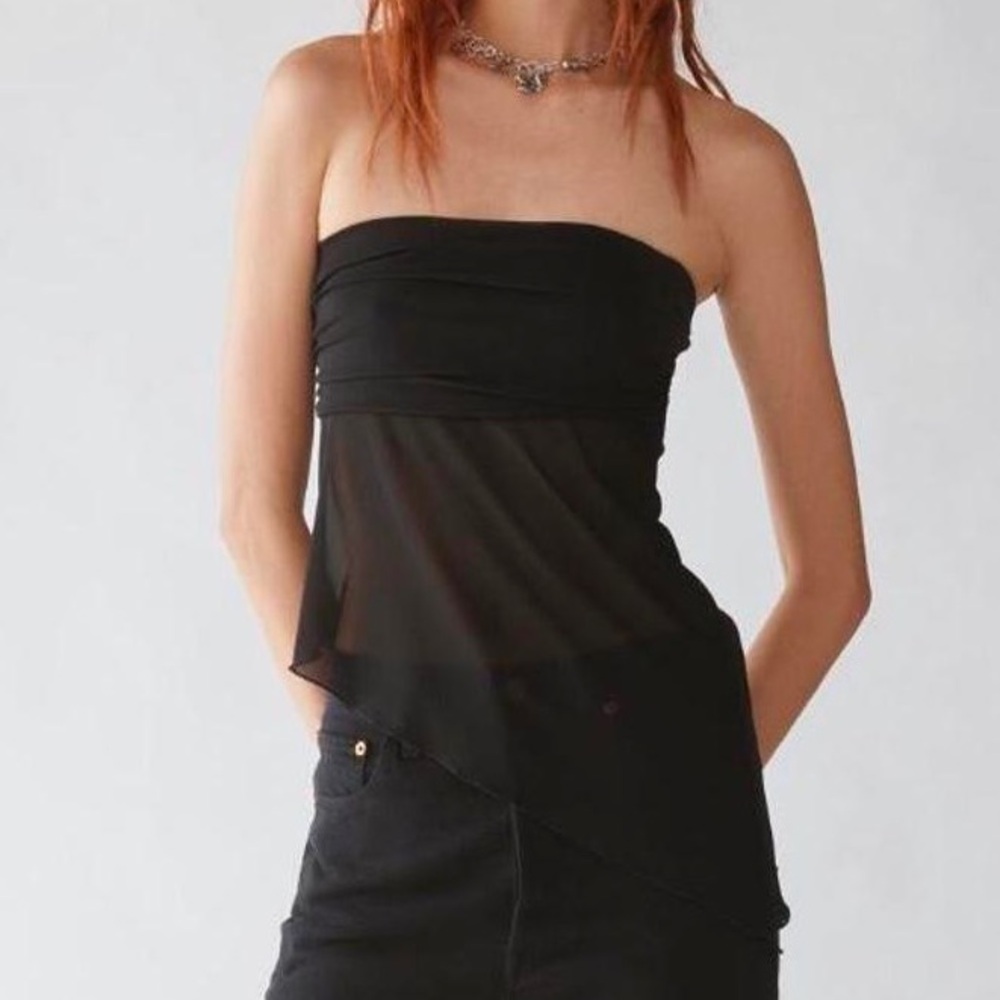 URBAN OUTFITTERS Black Asymmetrical Shirt